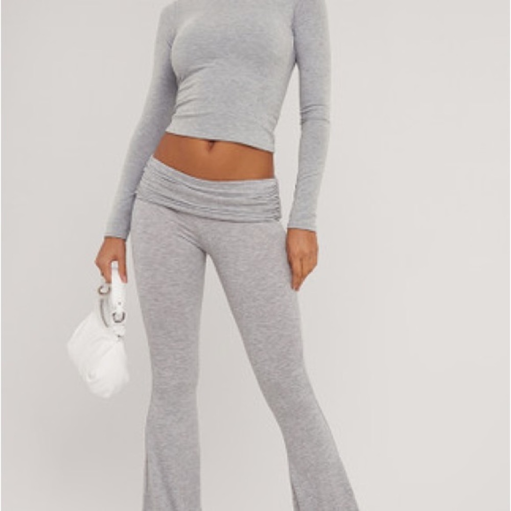 EGO Gray Women's Flared Pants and Matching Long Sleeve Top Set